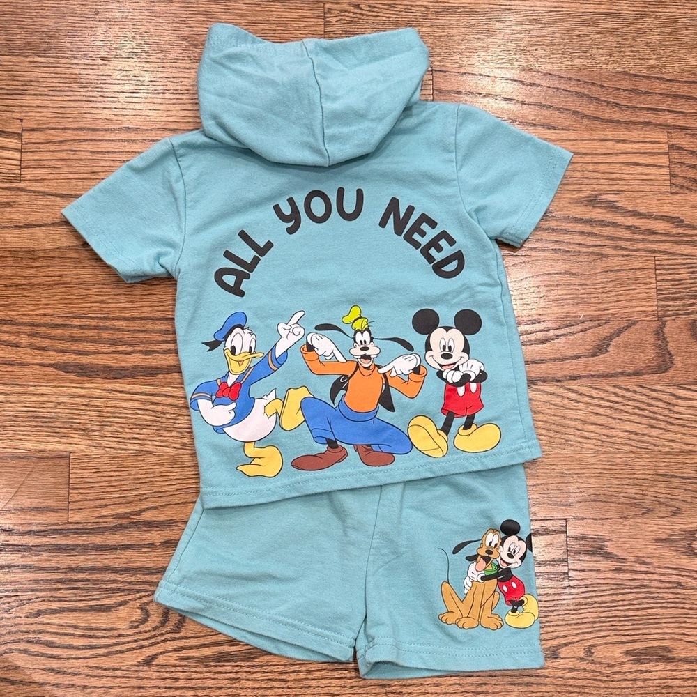Disney Mickey Mouse Blue Hoodie and Shorts Set Size 18M